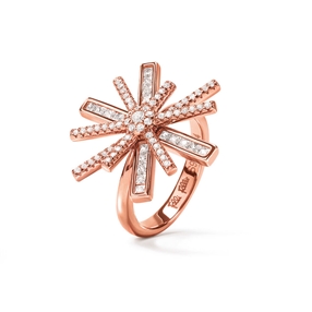 Star Flower Rose Gold Plated Ring-